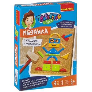 Роботы. Мозаика с гвоздями и молоточком. 